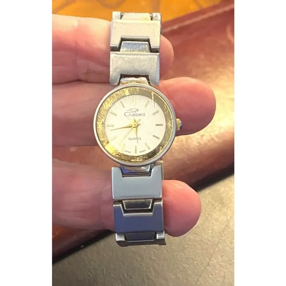 VTG Woman's Guepard Watch, Two Tone, New Battery, Link Band
